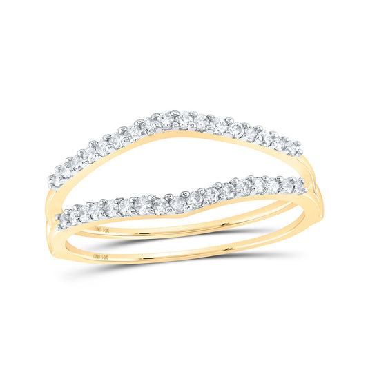 14K Yellow Gold Womens Round Diamond Ring Guard Wrap Enhancer Wedding Band 1/4 Cttw, Womens Size: 5-10
