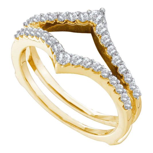 14K Yellow Gold Womens Round Diamond Ring Guard Wrap Enhancer Wedding Band 1/2 Cttw, Womens Size: 5-10