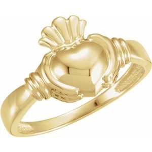 14K Yellow Gold Polished Claddagh Band Size 11