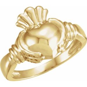 10K Yellow Gold Polished Claddagh Band Size 7