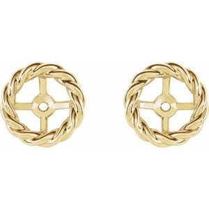 14K Yellow Gold 8 Mm Pair Polished Rope Style Earring Jackets