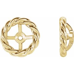 14K Yellow Gold 8 Mm Pair Polished Rope Style Earring Jackets