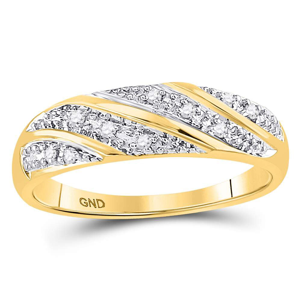 10K Yellow Or White Gold  His Hers Round Diamond Square Matching Wedding Set 1/3 Cttw, Womens Size: 5-10, Mens Size: 7-13