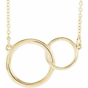 14K Yellow Gold 25.9 X 16.61 Mm 16-18 In Polished Interlocking Circle Necklace