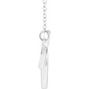 14K White Gold 25.9 X 16.61 Mm 16-18 In Polished Interlocking Circle Necklace