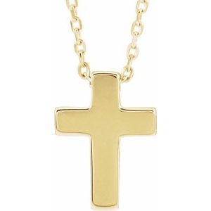 14K Yellow Gold 15 X 10.8 Mm 16-18 In Polished Petite Cross Necklace