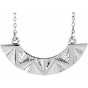 Sterling Silver 25.3 X 11.12 Mm 16-18 In Polished Curved Bar Necklace