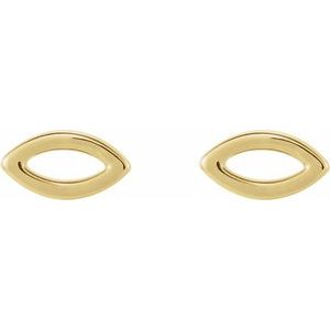 14K Yellow Gold Pair Friction Backs Geometric Earrings