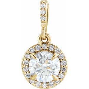 14K Yellow Gold Round 6Mm Gh Si1-Si2 9/10 Ctw Lab-Grown Diamond Halo-Style Pendant