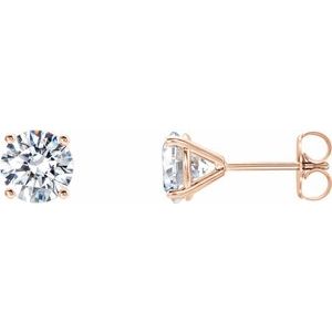 14K Rose Gold Round 4Mm Vs, F+ 1/2 Ctw Lab-Grown Diamond 4-Prong Stud Friction Back Earrings