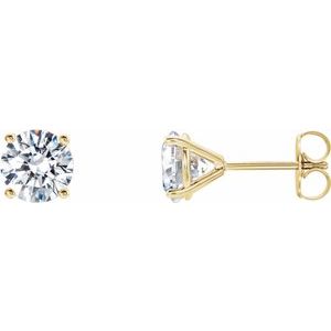 14K Yellow Gold Round 5.75Mm Vs, F+ 1 1/2 Ctw Lab-Grown Diamond 4-Prong Stud Friction Back Earrings