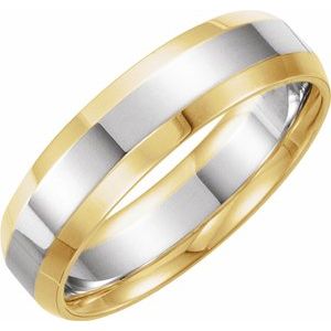 10k Yellow Or White Gold Beveled-Edge Inlay Comfort-Fit Flat Band