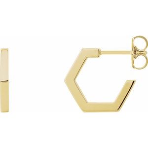 14K Yellow Gold Geometric Hoop Earrings