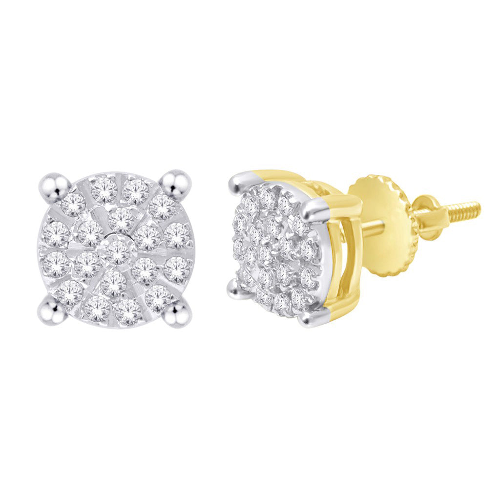 10K Yellow Gold Yellow Gold 0.18-0.20 Cttw Round Diamonds Earring