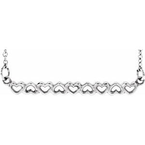 Sterling Silver 27.5 X 2.5 Mm 16-18 In Polished Heart Bar Necklace