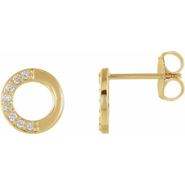14K Yellow Gold 1.1 Mm Round Friction Back Polished .07 Ctw Natural Diamond Stud Earrings With Backs