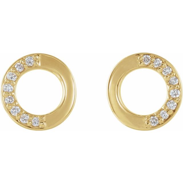 14K Yellow Gold 1.1 Mm Round Friction Back Polished .07 Ctw Natural Diamond Stud Earrings With Backs