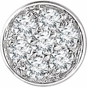 14K White Gold Round 1.2Mm H+ I1 .06 Ctw Natural Diamond Pave Pendant