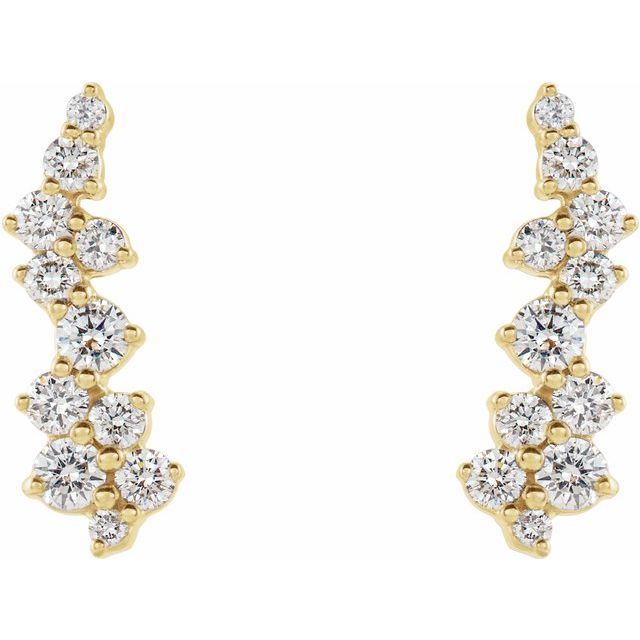 14K White Or Yellow Gold Round Friction Back Polished 1/3 Ctw Natural Diamond Ear Climbers