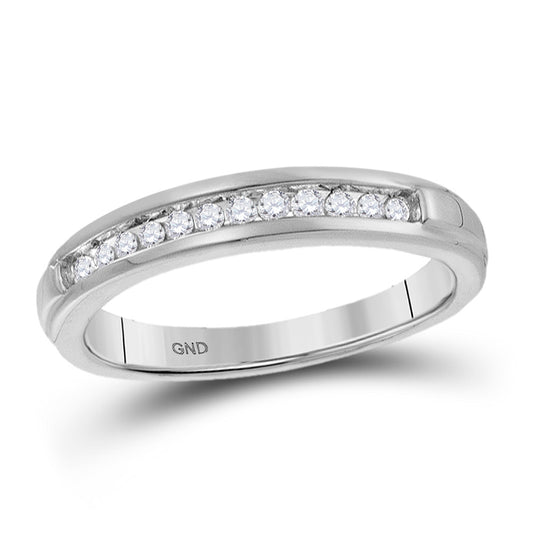 10K White Or Yellow Gold Womens Round Diamond Single Row Band Ring , Womens Size: 5-10