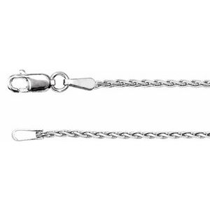 Rhodium-Plated Sterling Silver Lobster Clasp Diamond-Cut Wheat Chain, Length: 20 In, Width: 1.05 Mm