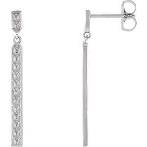 Platinum 29 X 2.4 Mm Pair Friction Backs Included Polished Sculptural Bar Earrings