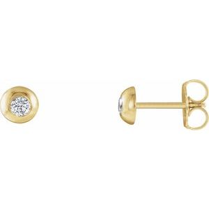 14K Yellow Gold Round 2.5 Mm 1/8 Ctw Lab-Grown Diamond Domed Stud Earrings With Backs