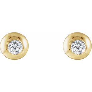 14K Yellow Gold Round 2.5 Mm 1/8 Ctw Lab-Grown Diamond Domed Stud Earrings With Backs