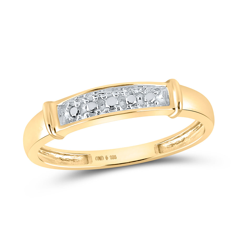 Yellow-tone Sterling Silver Or Sterling Silver His Hers Round Diamond Solitaire Matching Wedding Set 1/20 Cttw, Womens Size: 5-10, Mens Size: 7-13