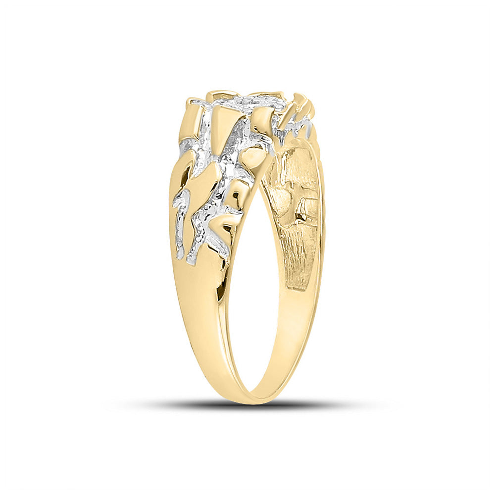 Yellow-tone Sterling Silver Mens Round Diamond Cluster Ring 1/20 Cttw, Mens Size: 7-13