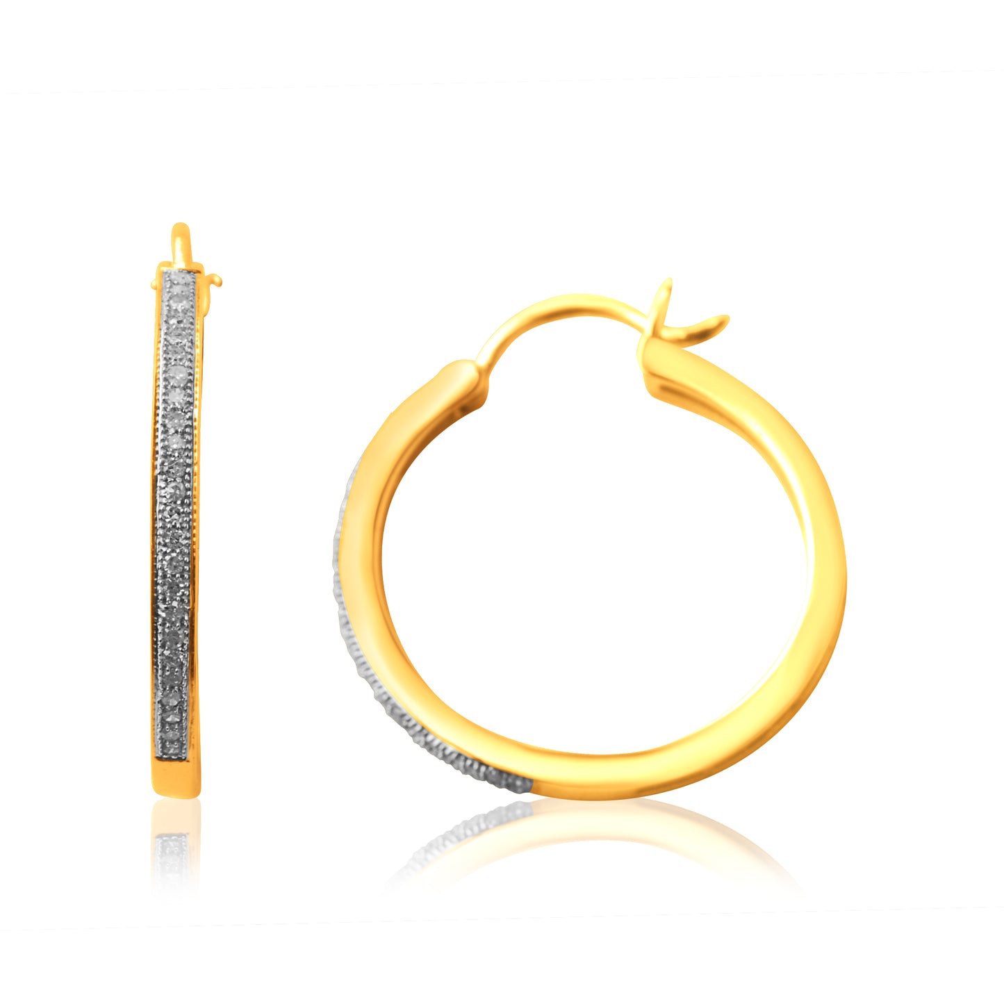 10K Yellow Gold 0.15 Cttw Diamond Hoop Earring