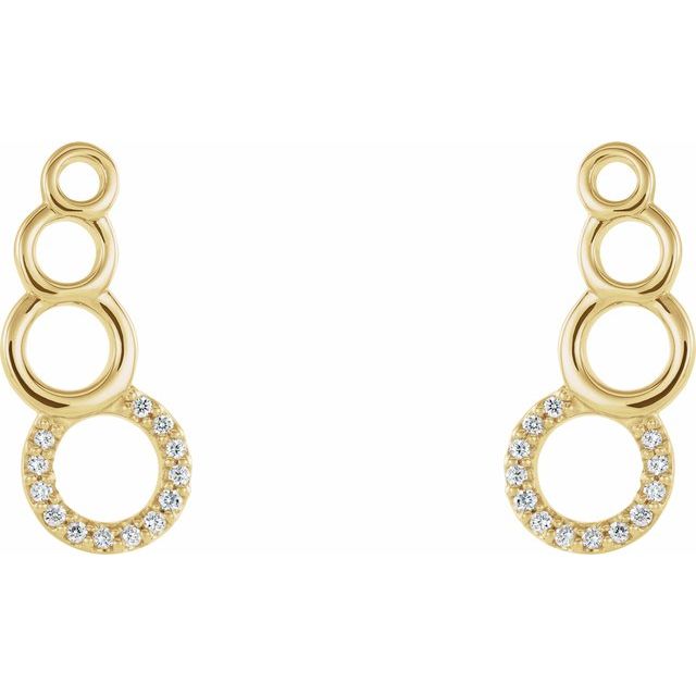 14K Yellow Gold .8 Mm Round Friction Backs Sold Separately Polished .06 Ctw Natural Diamond Geometric Ear Climbers