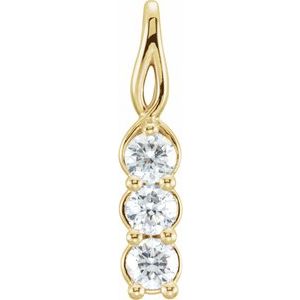 14K Yellow Gold Round 3.4Mm Gh Si1-Si2 1/2 Ctw Lab-Grown Diamond 3-Stone Pendant
