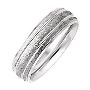 14K White Gold 6 Mm Polished Grooved Comfort-Fit Band Size 8
