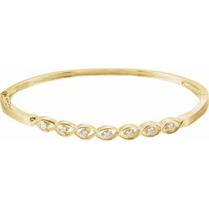 14K Yellow Gold Round 2.2 Mm Natural Diamond 4.7 Mm 6 1/2 In Polished 1/4 Ctw Natural Diamond Bracelet