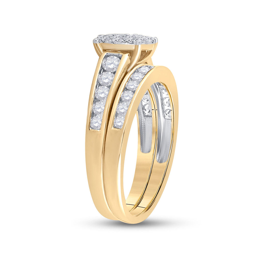 14K Yellow Gold Princess Diamond Bridal Wedding Ring Band Set 1 Cttw, Womens Size: 5-10