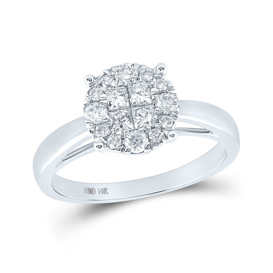 14K Yellow Or White Gold  Princess Diamond Bridal Wedding Engagement Ring 1/2 Cttw, Womens Size: 5-10