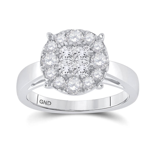 14K White Gold Princess Diamond Cluster Bridal Wedding Engagement Ring 1 Cttw, Womens Size: 5-10