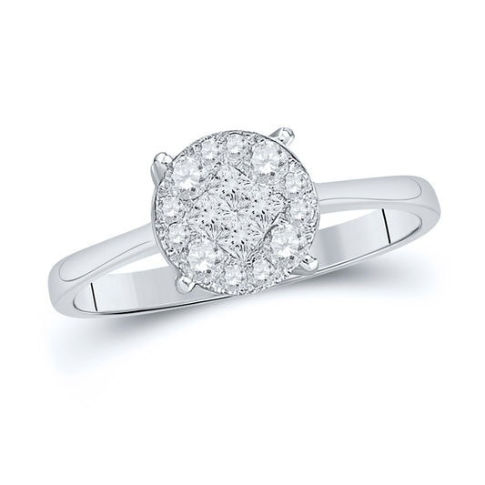 14K White Gold Princess Round Diamond Cluster Bridal Wedding Engagement Ring 2 Cttw, Womens Size: 5-10