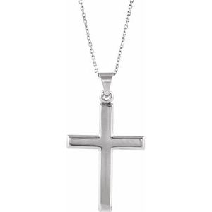 14K White Gold 26 X 19 Mm 18 In Polished Cross Necklace