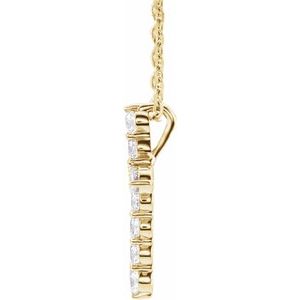 14K Yellow Gold Round I1, G-H 16-18 In Polished Natural Diamond Cross Necklace
