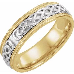 18K Yellow Or White Or Rose Gold Milgrain Celtic-Inspired Band