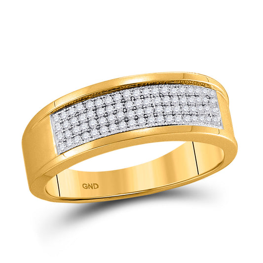 10K Yellow Gold Mens Round Diamond Wedding Band Ring 1/4 Cttw, Mens Size: 7-13