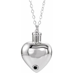 Sterling Silver 31.6 X 19.5 Mm 18 In Polished Pet Heart Ash Holder Necklace