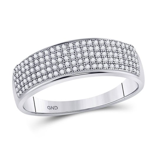 10K White Gold Mens Round Diamond Wedding Pave Band Ring 3/8 Cttw, Mens Size: 7-13