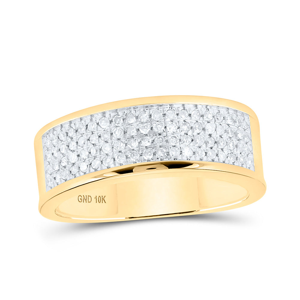 10K Yellow Gold Mens Round Diamond Wedding Band Ring 1/4 Cttw, Mens Size: 7-13