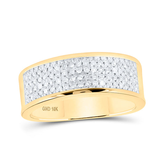 10K Yellow Gold Mens Round Diamond Wedding Band Ring 1/4 Cttw, Mens Size: 7-13