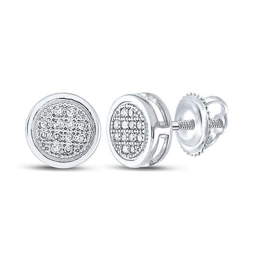 10K White Or Yellow Gold Womens Round Diamond Circle Earrings