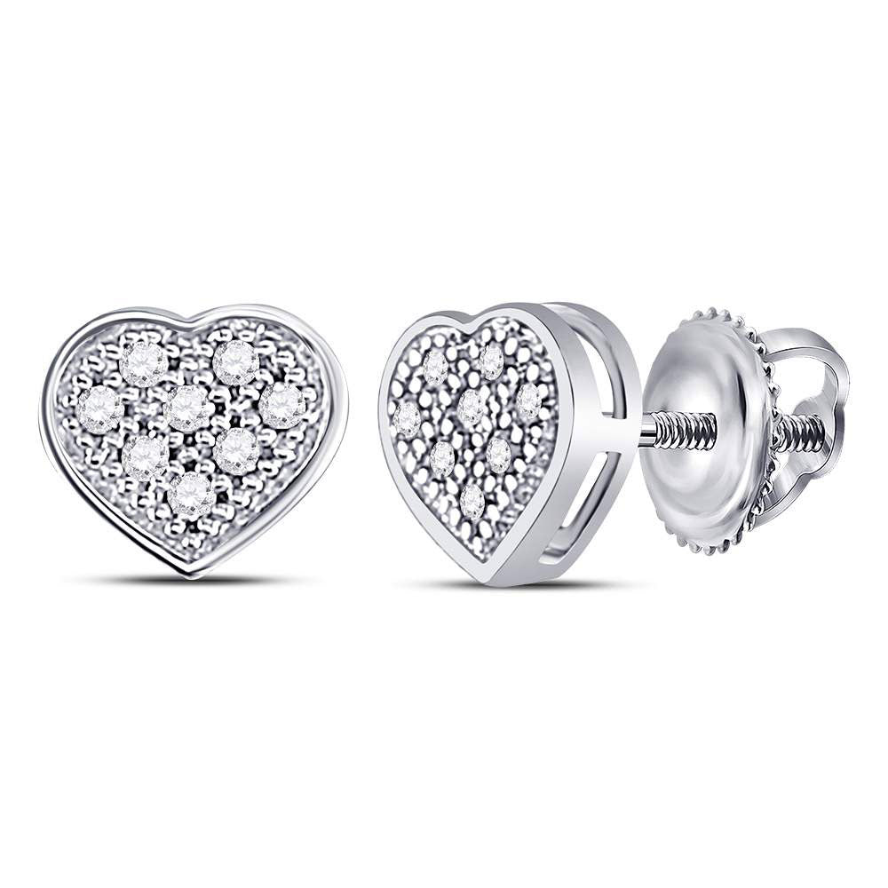10K White Or Yellow Gold Womens Round Diamond Heart Cluster Earrings