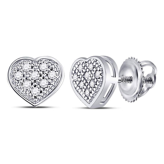 10K White Or Yellow Gold Womens Round Diamond Heart Cluster Earrings